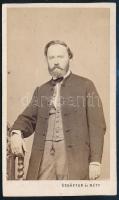 Heckenast Gusztáv (1811-1878) nyomdász, könyvkereskedő könyvkiadó vizitkártya fotója Schaffer és Réty 7x9 cm