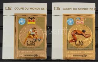 Kambodzsa 1973 Labdarúgó VB ívsarki sor (felülnyomás az Olimpia aranyérmesek bélyegeken) Mi 382-383 (Mi EUR 100.-)