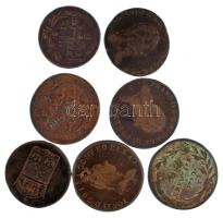 1781-1800. 7xklf Habsburg Cu érmetétel, főleg Krajcár T:VF,F egyik átfúrt