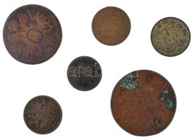 1800-1885. 6xklf Habsburg Cu Krajcár érmetétel T:F egyik átfúrt