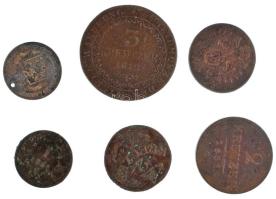 1800-1861. 5xklf Habsburg Cu Krajcár érmetétel + 1849A 6kr Ag "Ferenc József" (átfúrt) T:VF-VG