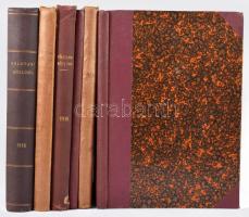 1906-1928 Földtani Közlöny 7 kötete:
XXXVI. évf. 1-12. sz. Szerk.: Pálffy Mór, XXXXV. Évf. 1-12. sz...