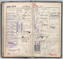 1912 Bp., A budapesti királyi magyar tudományegyetem által kiállított leckekönyv aláírásokkal