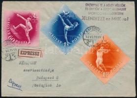 1952 Expressz levél 3 db Olimpia bélyeggel "KAPOSVÁR" - Budapest / Express cover