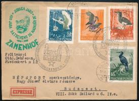 1959 Expressz levél 4 db Madarak bélyeggel "DEBRECEN" alkalmi bélyegzéssel Budapestre / Express cover