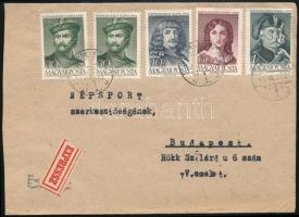 1953 Expressz levél 5 db Néphadsereg napja bélyeggel "DEBRECEN" - Budapest / Express cover