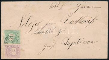1875 2kr + 3kr levélen / on cover