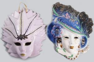 2 darab velencei maszk, egyik jelzett, m: 20-22 cm