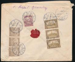 1920 Ajánlott expressz levél 7 db bélyeggel / Registered express cover "GYŐR" - Keszthely