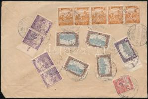 1920 Ajánlott expressz levél 15 db bélyeggel / Registered express cover "MAGYARÓVÁR" - Keszthely