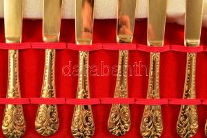 51 részes aranyszínű 12 személyes evőeszköz készlet, díszdobozban