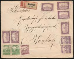 1920 Ajánlott levél 11 db bélyeggel / Registered cover "SALGÓTARJÁN" - Keszthely
