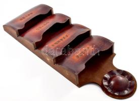 Bőr és fa fali levéltartó, kopással, 60x20 cm