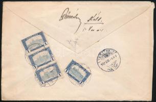 1920 Ajánlott levél 4 db bélyeggel / Registered cover "SÁRVÁR" - Keszthely