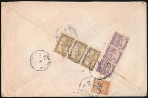 1920 Ajánlott expressz levél 7 db bélyeggel / Registered express cover, Kunszentmiklós - Keszthely