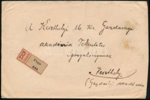 1920 Ajánlott levél 7 db bélyeggel / Registered cover, "PÁPA" - Keszthely