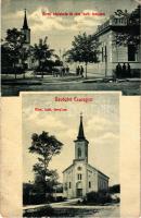 1910 Csurog, Curug; Elemi népiskola és római katolikus templom. W. L. Bp. 2271-72. / school and Roman Catholic church (gyűrődések / creases)