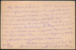 1915 Tábori posta levelezőlap Budapestre küldve, A képeslapot még azelőtt használták, hogy ezt a kór...