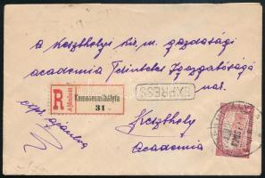 1921 Ajánlott expressz levél 4 db bélyeggel "KEMENESMIHÁLYFA" - Keszthely / Registered express cover