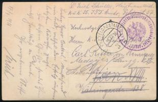 1916 Tábori posta képeslap / Field postcard "GERICHT DES K.u.K. 35. INFANTERIETRUPPENDIVISIONS KOMMANDOS" + "FP 3"
