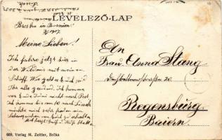 1907 Brcko, Brcka; Kolodvor, Ljekarna, Srbski Hotel, Nova bolnica. M. Zeitler / Bahnhof, Apotheke, S...