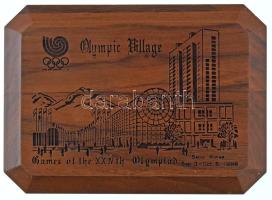 Dél-Korea 1988. "XXIV. Nyári Olimpiai Játékok, Szöul - Az olimpiai falu" faragott fa plakett (165x120mm) T:UNC South Korea 1988. "XXIVth Olympiad, Seoul - Olympic village" carved wooden plaque (165x120mm) C:UNC