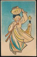 1920 Képeslap 11 db bélyeggel Svédországba / Postcard with 11 stamps to Sweden