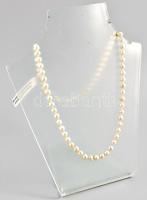 Akoya sósvizi gyöngysor nyaklánc, ezüst (Ag) kapoccsal, jelzett, h: 52 cm