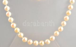 Akoya sósvizi gyöngysor nyaklánc, ezüst (Ag) kapoccsal, jelzett, h: 52 cm