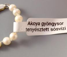 Akoya sósvizi gyöngysor nyaklánc, ezüst (Ag) kapoccsal, jelzett, h: 51 cm