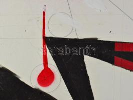 Jelzés nélkül: Geometria és gesztus. Vegyes technika, vásznazott lemez. 50x70 cm