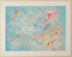 Olvashatatlan jelzéssel: Színes kép. Olaj, karton. Paszpartuban. 17x23 cm.