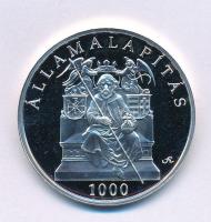 Fritz Mihály (1947- ) DN "Államalapítás 1000 / Magyarország Történelme" Ag emlékérem kapszulában (15g/0.500/34mm) T:PP