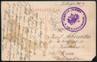 1918 Tábori posta képeslap / Field postcard "K.u.K. FELDPOSTATION / 136" , "DAMPFER SAMSON / K. und K. KRIEGSMARINE"