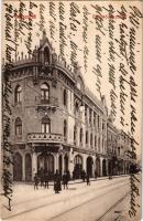 1908 Nagyvárad, Oradea; Rimanóczy palota, üzletek. Helyfi László kiadása / palace, shops (r)