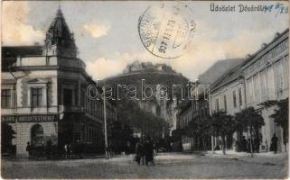1907 Déva, vár, Hirsch Testvérek üzlete. Kroll Gyula kiadása / castle, shops (EK)