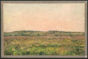 Sárdy Brutus (1892-1970): Dombos táj. Olaj, vászon, jelezve balra lent, vakráma nélkül, kartonra kasírozva. 19x30 cm.