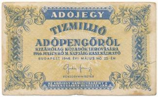 1946. 10.000.000AP vastagabb fehér papíron T:VG Adamo P54