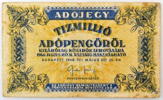 1946. 10.000.000AP vastagabb fehér papíron T:VG Adamo P54