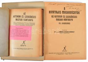 Görög Staub Károly Az autonóm és szerződéses magyar vámtarifa c. művének 3 különböző kötete, közte k...