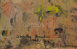 Sárdy Brutus (1892-1970): Dombos táj, 1963. Olaj, vászon, jelezve balra lent, vakráma nélkül. 43x55,...