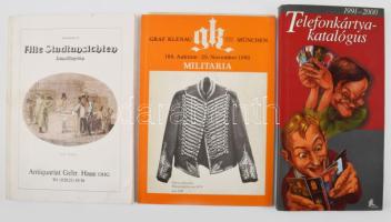 Vegyes árverési katalógus tétel: korai 90es évek magyar árverései, külföldi, benne több militária, t...