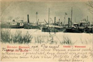 1901 Báziás, Téli állás, gőzhajók / Winterstand / winter port, steamships