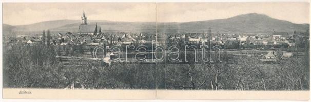 Beszterce, Bistritz, Bistrita; látkép. 2-részes kihajtható panorámalap. Theodor Botschar kiadása / general view. 2-tiled folding panoramacard (r)
