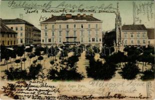 1906 Temesvár, Timisoara; Városháza, Jenő herceg tér, Uhrmann üzlete, Temesi Agrár Takarékpénztár / ...