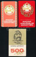 1972-1988 Magyar Honvédelmi Szövetség kártyanaptárak, 3 db, az egyik kinyitható órarenddel