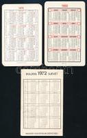 1972-1988 Magyar Honvédelmi Szövetség kártyanaptárak, 3 db, az egyik kinyitható órarenddel