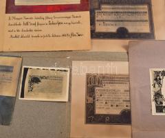 1932 Aba János oklevélrajzoló által tervezett oklevelek 6 db fotó. közötte Magyar Nemzeti Szövetség ...