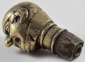 Férfi fej alakos fém botvég, h: 7 cm