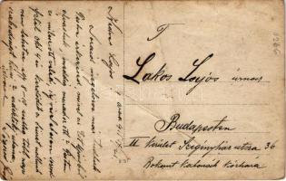 1915 Gyorok, Ghioroc; Eszti lak, családi kép a szőlőben / house, vineyard, family. photo (fa)